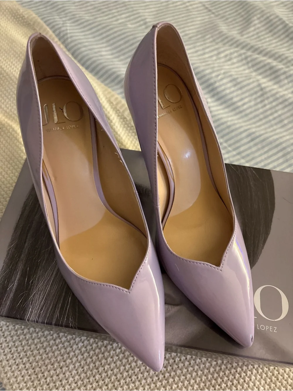 Jennifer Lopez Lavender Patent Pointed-Toe Pumps